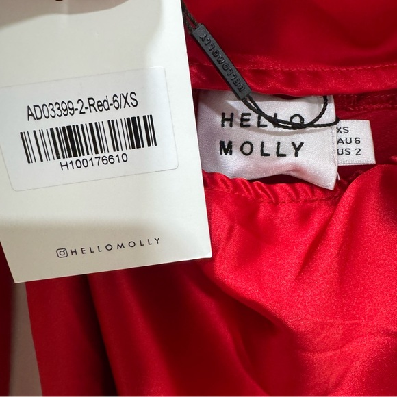 NWT Hello Molly Secret To Tell Satin Midi Dress Red Valentine Cutout Women's 2 - Picture 6 of 16